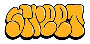 Multicolored Graffiti Print with Bright Colored Inscriptions