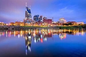 Cumberland Collection: Nashville, Tennessee, USA skyline on the Cumberland River at night