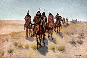 Native American Apache Men on Horseback Print