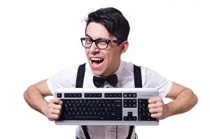 Nerd Hacker Print with Computer Keyboard