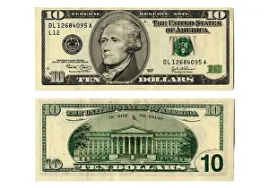 Front and Back Side of New Ten Dollar Bill Print