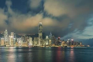 Kong Collection: Night view of Victoria Harbour in Hong Kong