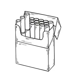 White Background Isolated Print of Cigarettes Pack