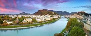 Austria Collection: Panoramic aerial view of Salzburg city, Austria
