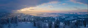 Panoramic Winter Mountains Print - Silesian Beskids, Poland
