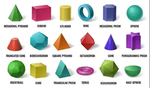 Realistic 3D Color Basic Shapes Print