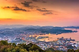 Images Dated 28th March 2017: Sasebo, Nagasaki, Japan downtown city skyline on the bay at dawn