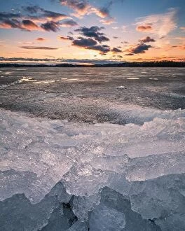 Images Dated 21st April 2018: Scenic spring landscape with melting ice and sunset at evening time in Finland