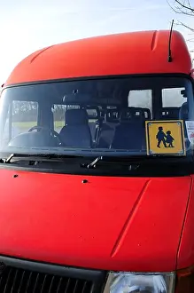 School Mini Bus Print with Sign in Window
