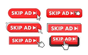 Print of Hand Pointer Clicking Skip Ad Button
