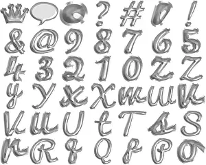 Silver Foil Balloon Script Alphabet Print
