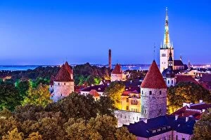 Estonia Collection: Skyline of Tallinn, Estonia at sunset