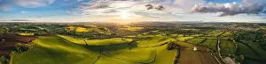 Devon Landscape Print - Spring Sunset from a Drone