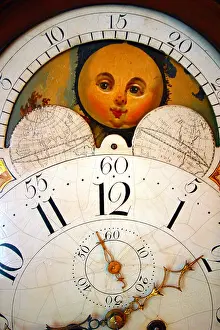Time Grandfather Clock Print with Moon and Day of Month Hour Hands