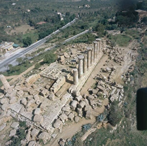 Greece Collection: Agrigento: aerial view of the archaeological site; the doric columns of the Temple of Hercules