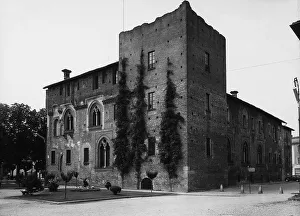 Medieval Castle Italy Prints: Angular view of the Castello Visconteo at Abbiategrasso, Milan