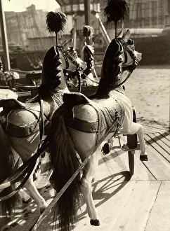 Outdoor Children's Activities Prints: Two carousel horses