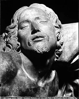 Portraits Collection: Detail of Christ's face from Michelangelo's Piet, artist's original cast