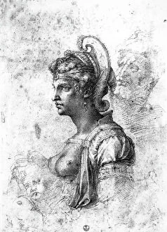 Images Dated 15th November 2006: Cleopatra; drawing by Michelangelo, in the Gabinetto dei Disegni e delle Stampe, Uffizi Gallery