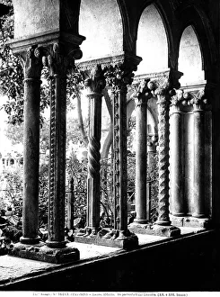 Detail of the cloister colonnade of the Abbey of Fossanova, near Latina, in Lazio