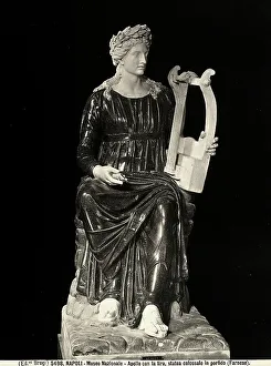 Collosal statue of Apollo Cithar player, in porphyry with edges in white marble, Roman copy of the IV century B.C. orginal, preserved in the National Archaeological Museum, Naples