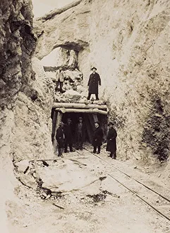 Railway Infrastructure Development Prints: Construction of a tunnel in the mountain