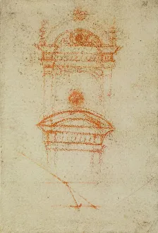 Renaissance Architecture Elements Prints: Two doors and a lunette, drawing from the Codex Forster III