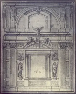 Historic Building Designs Prints: Drawing by Trabuchi of a facade