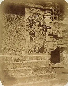 Hindu Temple Art Prints: Eastern divinity, statue at the Temple of Hullabeed, Mysore, India