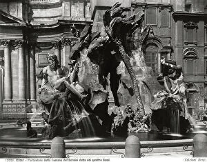 Images Dated 15th March 2005: Detail of the Fountain of the Four Rivers by Gian Lorenzo Bernini in Piazza Navona, Rome