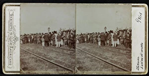 Images Dated 14th June 2012: Group of people at the station of Lavino di Mezzo, Bologna; stereoscopic photography on cardboard