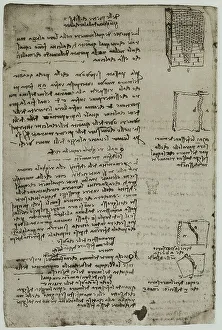 European Renaissance Period Prints: Notes on construction, written by Leonardo da Vinci