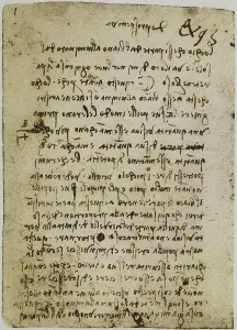 Notes on perspective, writings from the Codex Forster II, c.158v, by Leonardo da Vinci, housed in the Victoria and Albert Museum, London