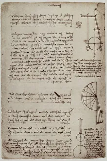 High Renaissance Drawing Prints: Notes on physics and geometry, written by Leonardo da Vinci