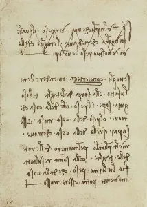 Notes on physics, writings from the Codex Forster III, c.83r, by Leonardo da Vinci, housed in the Victoria and Albert Museum, London