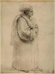 High Renaissance Art Style Prints: Old actor (perhaps the presenter of a comedy)