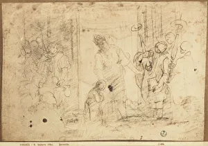 Preparatory study for the Presentation of the Virgin at the temple. Drawing by Federico Barocci preserved in the Room of Drawings and Prints in the Gallery of the Uffizi