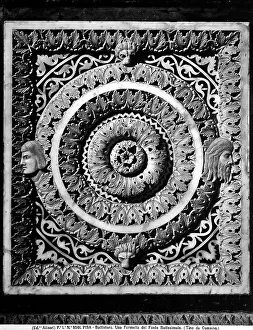 Framed Print : Sculpted panel with central rosette and plant elements. The panel is part of the Baptismal Font, work by Guido Bigarelli da Como, located in the Baptistery of Pisa Framed Print : Sculpted panel with central rosette and plant elements. The panel is part of the Baptismal Font, work by Guido Bigarelli da Como, located in the Baptistery of Pisa