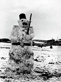 The snowman is put in place of a sentry in the point where the identification is requested. The image dates back to the World War II, to the war between Germany and Russia