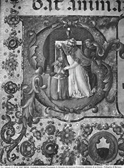 St Silvester baptizes Constantine: historiated initial from the Choir Book preserved in the Piccolomini Library in Siena