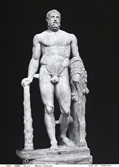 Prints of Statue of Hercules, in the Vatican Museums, Vatican City State of the Vatican City Vatican Museums Statue Roman Art, Europe, Ancient Civilization. Date of Photograph:1890 ca.. Date of Artwork:I sec Vatican City Prints: Statue of Hercules, in the Vatican Museums, Vatican City