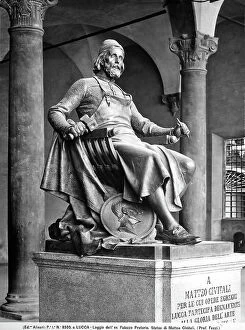 Images Dated 18th April 2012: Statue of Matteo Civitali sculpted by Arnaldo Fazzi. Loggia of Palazzo Pretorio, Lucca