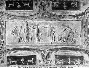 Roman Imperial Period Art Prints: Stucco panel depicting the judgment of Paris