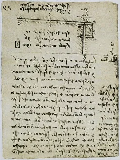 Studies on balancing weights, page from the Codex Forster II, c.80v, by Leonardo da Vinci, housed in the Victoria and Albert Museum, London