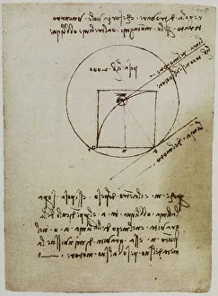 Studies on physics and some examples, writings from the Codex Forster II, c.108r, by Leonardo da Vinci, housed in the Victoria and Albert Museum, London
