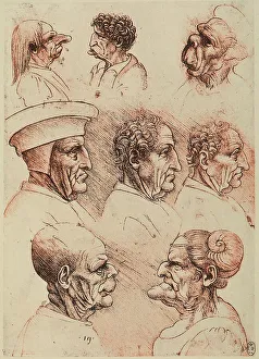 High Renaissance Drawing Prints: Study of caricatures