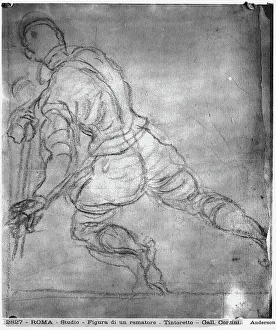 Renaissance Baroque Period Prints: Study for the figure of a rower