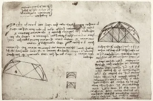Study on geometry, written by Leonardo da Vinci, part of the Arundel Codex 263, c.74r, housed in the British Museum of London