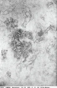 Last Judgment Artwork Prints: Study for the Last Judgment. Drawing by Michelangelo, in the British Museum in London