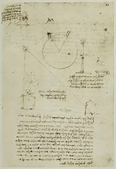 High Renaissance Drawing Prints: Study to measure the width of the sun: work of Leonardo da Vinci belonging to the Code A (2172)